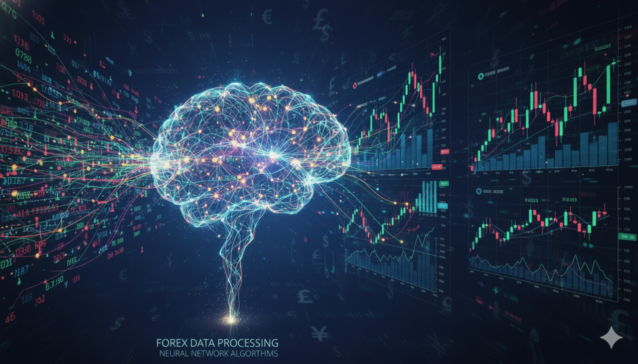 AI neural network analyzing forex price charts for pattern detection