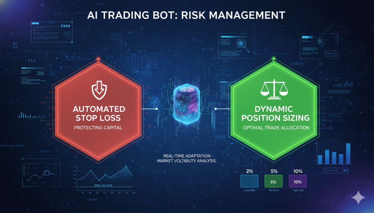 Forex AI bot controlling risk through stop loss and trade size adjustment